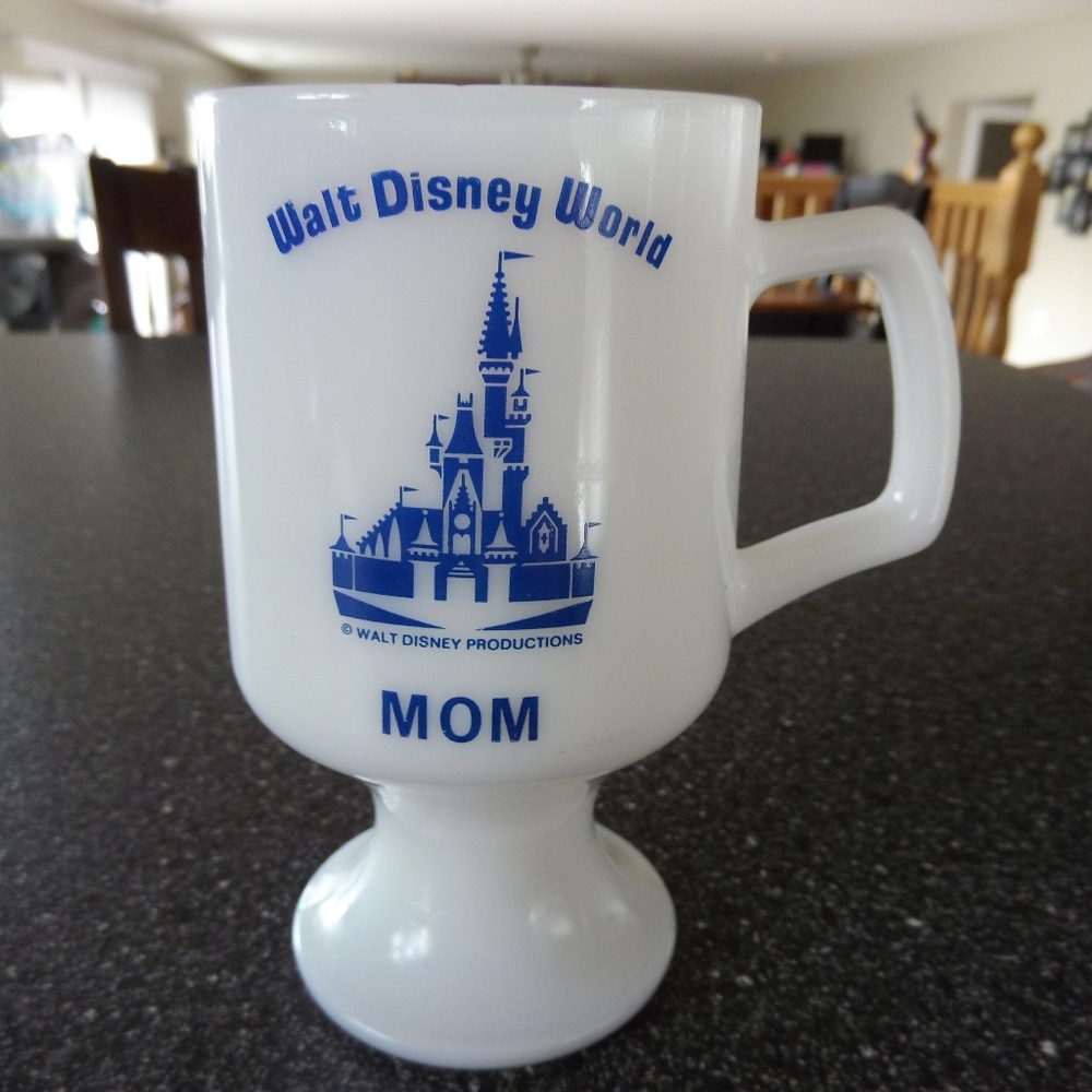 Disney World VTG Milk Glass Pedestal Mug MOM